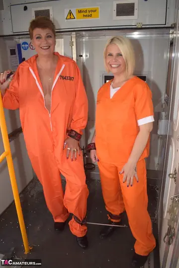 Skylar Squirt – Mature British Blondes Strip Out of Prison Uniforms for Lesbian Spreading