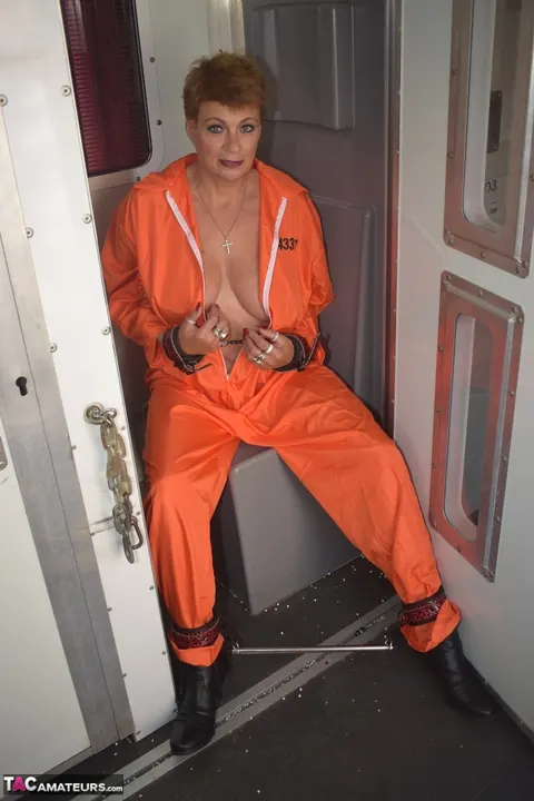 Skylar Squirt: Mature British Blondes Strip Out of Prison Uniforms for Lesbian Spreading – photo 7 of 16