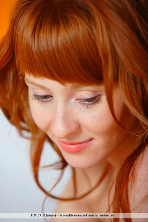 Pale Redhead with Big Tits Strips and Spreads Her Hairy Pussy – photo 14 of 16