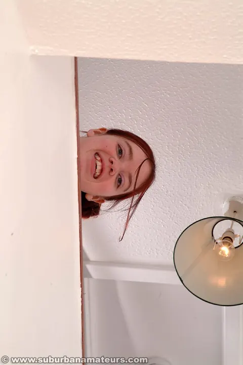Busty European Redhead Strips on the Stairs and Uses a Dildo – photo 13 of 20
