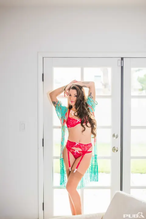 Kayla Jane Danger: Curly Brunette PAWG Poses in Lingerie, Stockings and Heels – photo 2 of 21
