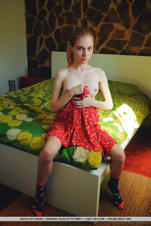 Skinny Babe Flashes Her Shaved Pussy and Poses Nude – photo 6 of 18