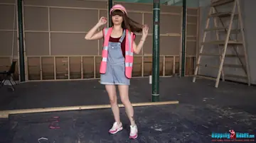 Helen White – British Brunette Strips Out of Her Uniform at Construction Site