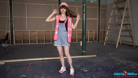Helen White: British Brunette Strips Out of Her Uniform at Construction Site – photo 1 of 16