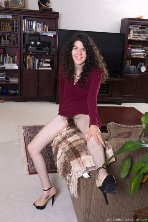 Silki Smith: Brunette in a Dress Toys Her Hairy Bush with a Dildo – photo 9 of 21