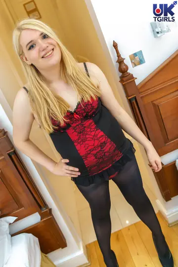 Blonde Trans Woman Strips and Poses Naked