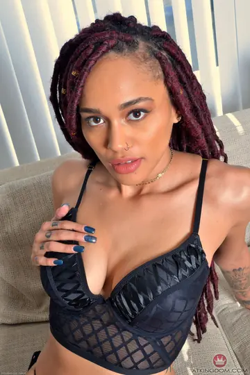 Julie Kay – Ebony Babe Strips Off Her Lingerie and Spreads Her Hairy Pussy and Ass