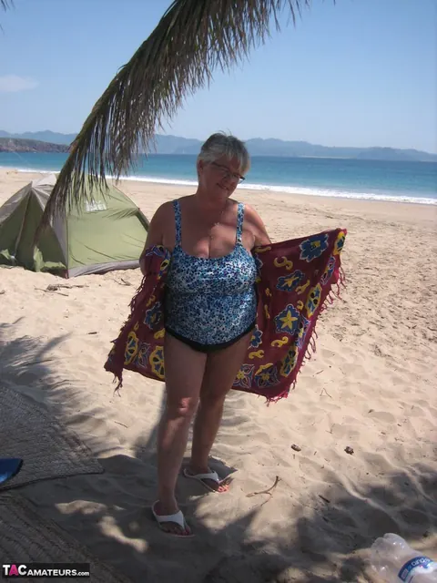 European BBW with Big Tits Strips Out of Her Bikini on the Beach – photo 2 of 20