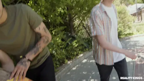 Slimthick Vic: Blonde Russian with Big Natural Tits Sucks and Fucks Two Men Outdoors – photo 1 of 21