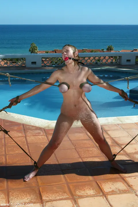 Dee Williams: Blonde MILFs Bound and Dominated Poolside in Group BDSM – photo 17 of 21