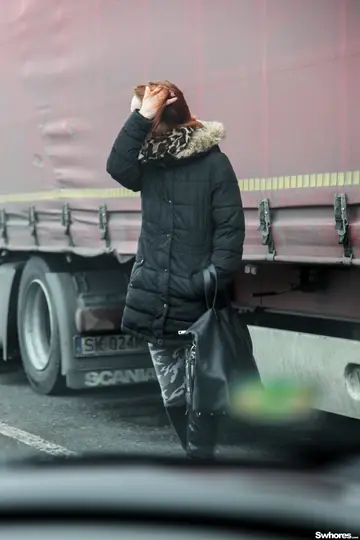 European Redhead in Boots Gives a Blowjob Outdoors