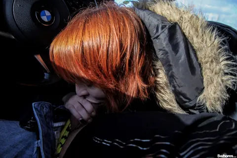 European Redhead in Boots Gives a Blowjob Outdoors – photo 5 of 20