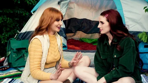 Lacy Lennon: Redheads in Boots and Shorts Fist and Lick While Camping in the Forest – photo 2 of 15