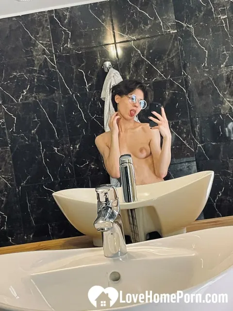 Brunette Trans Woman in Lingerie and Glasses Poses Nude – photo 11 of 20
