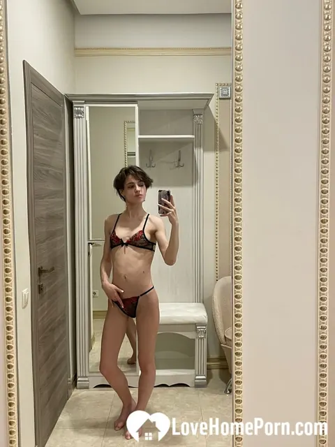 Brunette Trans Woman in Lingerie and Glasses Poses Nude – photo 15 of 20