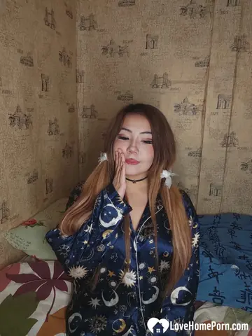 Petite Asian Babe in Lingerie and Socks Spreads Her Pussy