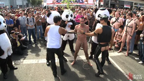 Bound Men Suck Cock and Fuck Doggy Style in Public – photo 3 of 15