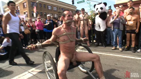 Bound Men Suck Cock and Fuck Doggy Style in Public – photo 1 of 15