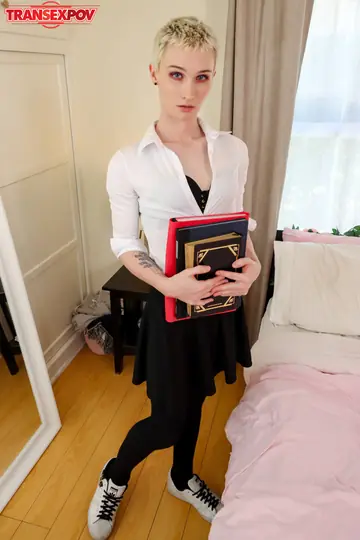 Trans Woman in Stockings Takes Bareback Cock and Swallows Cum