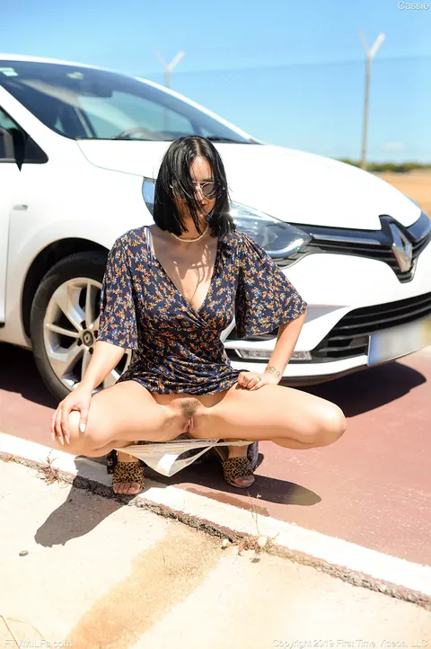 Brunette Drops Her Panties and Pisses Beside the Road – photo 19 of 20