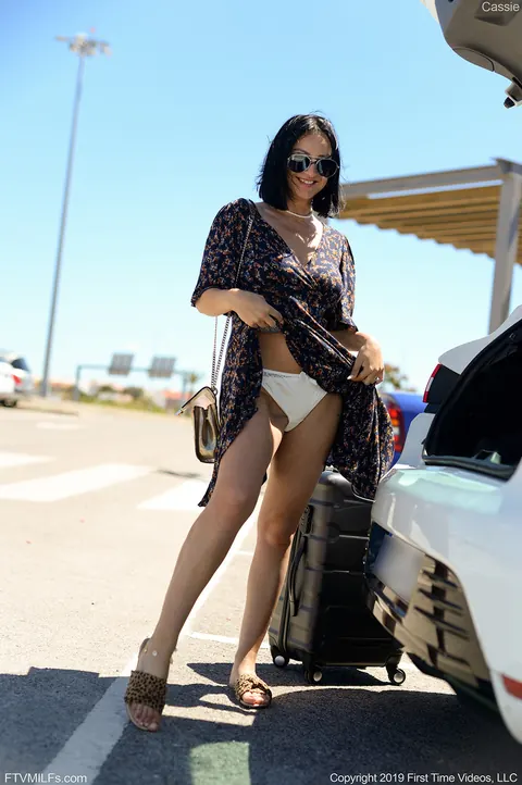 Brunette Drops Her Panties and Pisses Beside the Road – photo 2 of 20