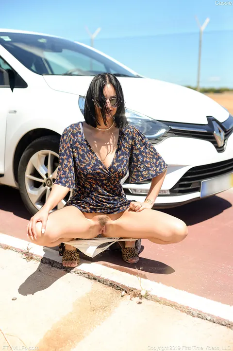 Brunette Drops Her Panties and Pisses Beside the Road – photo 20 of 20