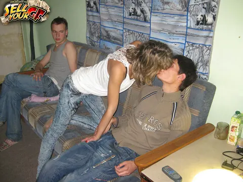 Petite Slim Woman in Stockings Takes Two Men for Anal – photo 3 of 16