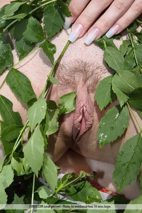 Agatha D: European Brunette Spreads Her Hairy Pussy Outdoors – photo 13 of 16