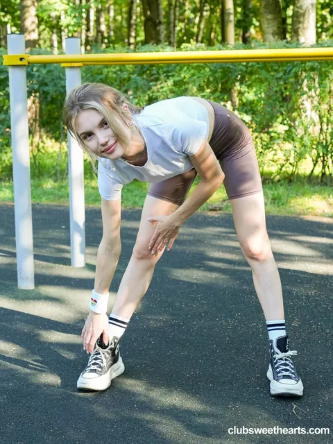 Milka Wey: Slim Blonde in Shorts Takes Anal Threesome and a Creampie Outdoors – photo 2 of 21