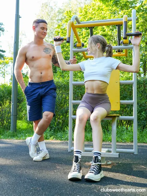 Milka Wey: Slim Blonde in Shorts Takes Anal Threesome and a Creampie Outdoors – photo 8 of 21