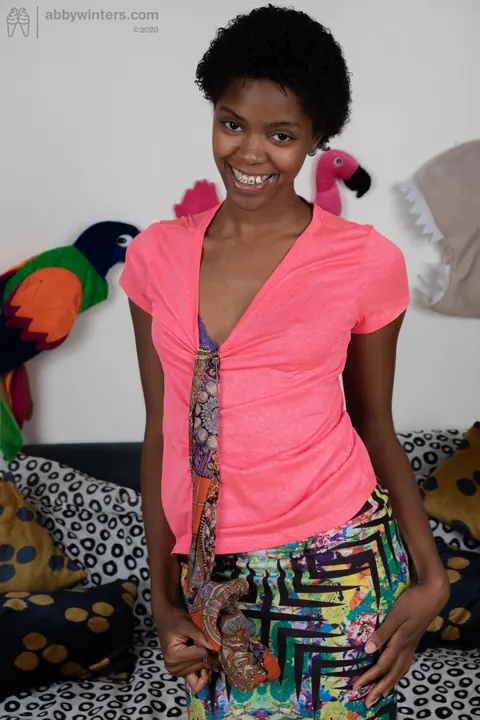 Short-Haired Ebony Australian Strips and Uses a Dildo – photo 3 of 20