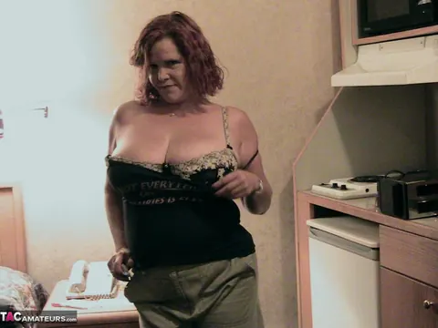 Misha Milf: Thick Redhead MILF with Big Tits Uses a Dildo on the Bed – photo 7 of 20