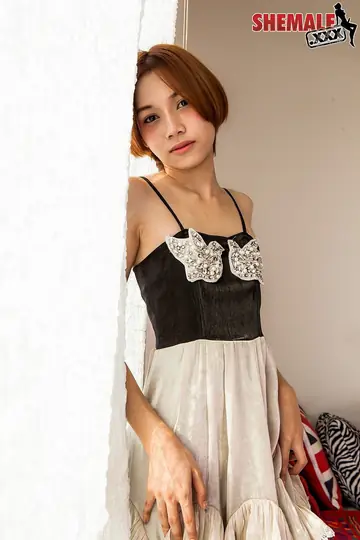 Slim Asian Trans Woman Undresses and Poses Naked