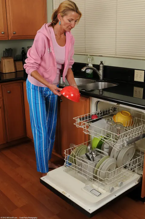 Tall Curvy Mature Wife Strips and Spreads in the Kitchen – photo 1 of 21