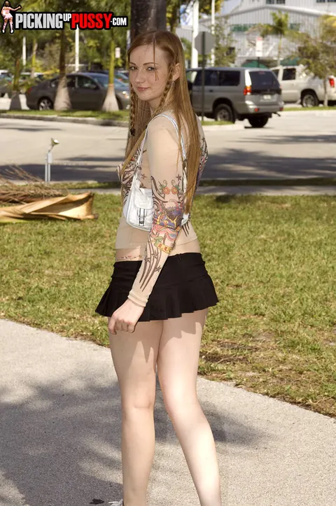 Christine Michaels: Thick Redhead with Pigtails Sucks and Fucks in the Garden – photo 2 of 16