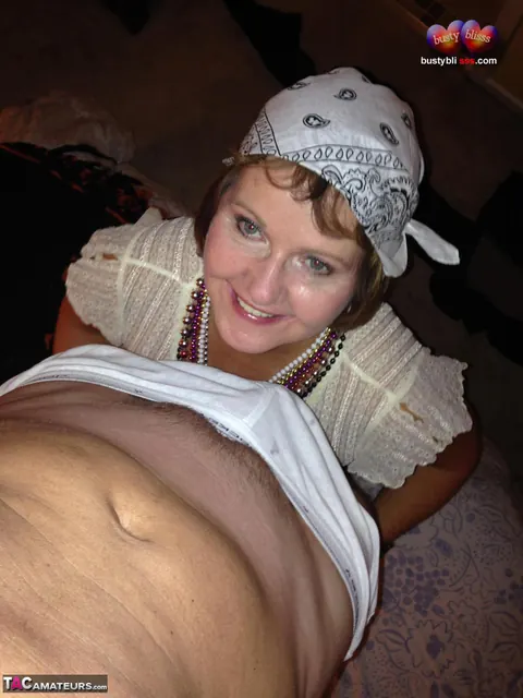 Bustybliss: Curvy Mature Brunette in Costume Gives a POV Blowjob – photo 5 of 16