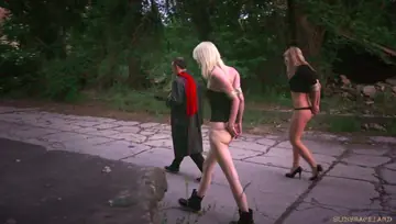 Arteya – Skinny Czech and Russian Blondes Whipped Then Double Blowjob Outdoors