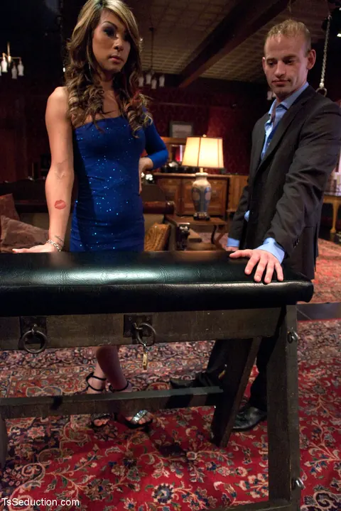 Trans Woman in a Dress and Heels Dominates Her Bound Man – photo 3 of 16