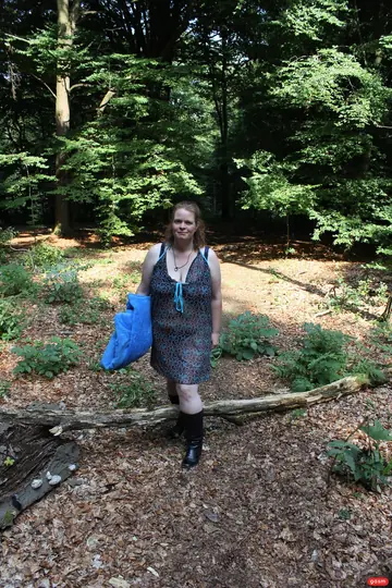 BBW with Big Tits Poses Outdoors