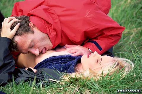 Blonde in a Skirt Sucks and Fucks Multiple Men Outdoors – photo 20 of 20