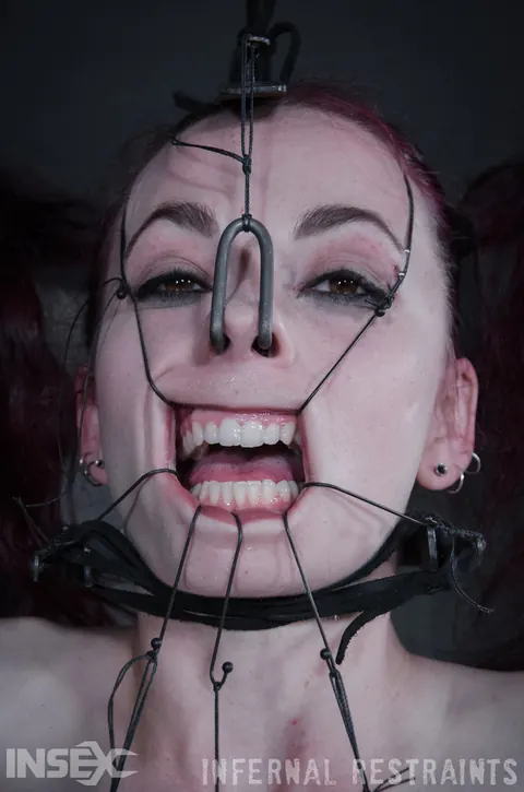 Ivy Addams: Redhead in Stockings Spreads Her Hairy Pussy While Bound in a Dungeon – photo 5 of 14
