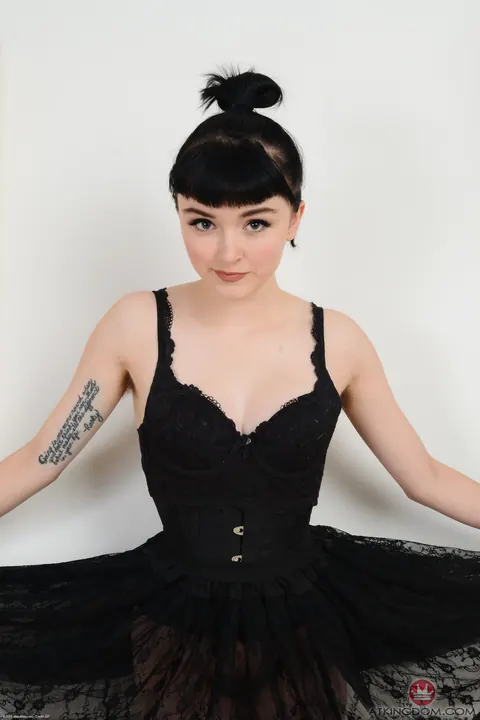 Matilda Bow: Petite Brunette Shows Hairy Armpits and Bush in a Skirt – photo 2 of 21