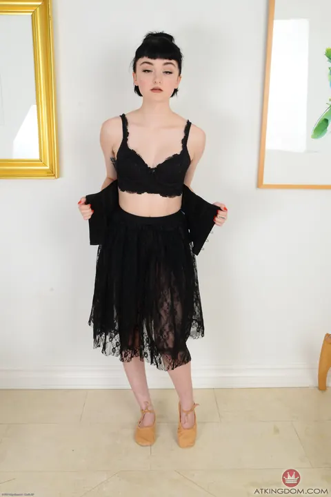 Matilda Bow: Petite Brunette Shows Hairy Armpits and Bush in a Skirt – photo 7 of 21