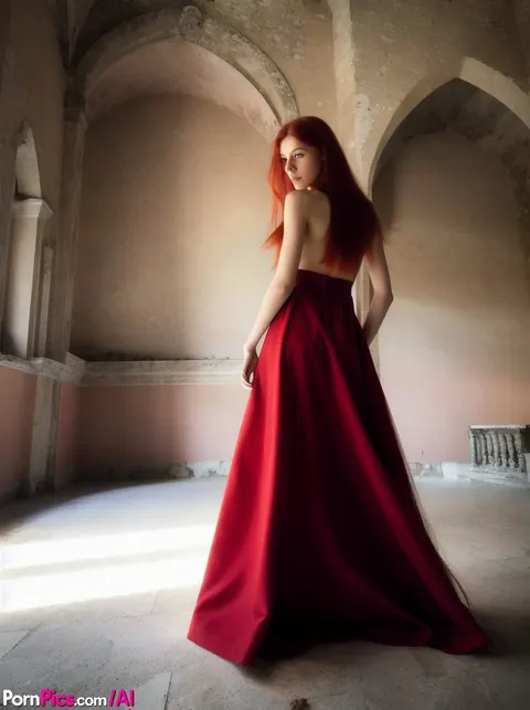 Slim Redhead Strips Out of Her Dress at Abandoned House Outdoors – photo 1 of 11