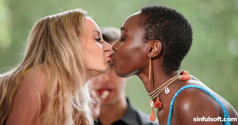 Micky Muffin: Blonde and Ebony MILFs Share a Man in an Interracial Threesome – photo 3 of 21