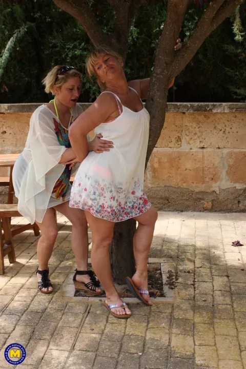 Teresa Lynn: Two Chubby German MILFs in Skirts, Dresses and Glasses Toy and Lick Outdoors – photo 6 of 20