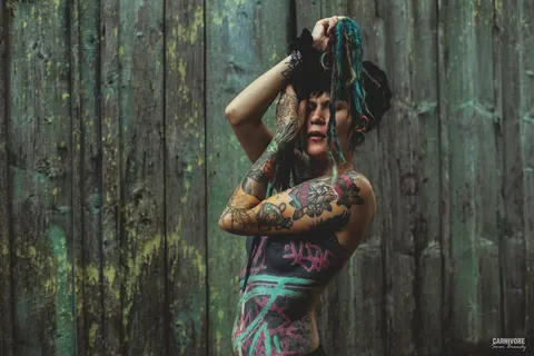 Tattooed PAWG with Pigtails Poses Nude – photo 16 of 16
