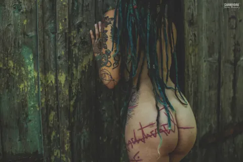 Tattooed PAWG with Pigtails Poses Nude – photo 9 of 16