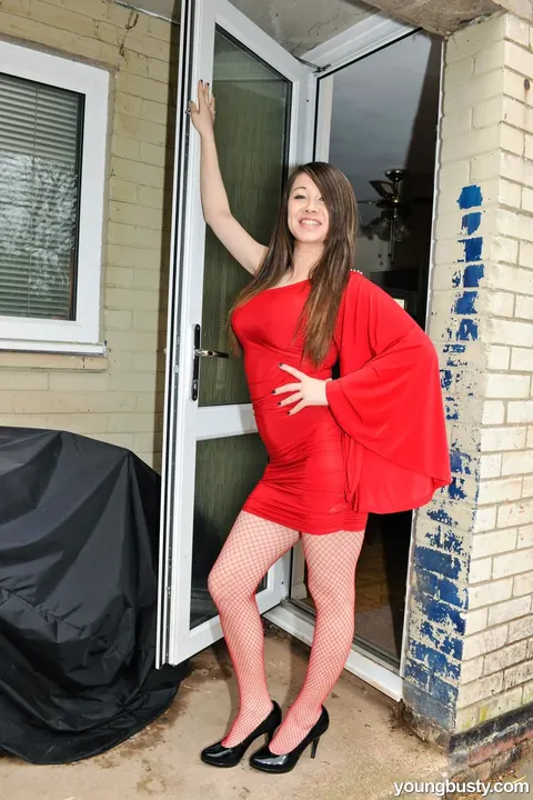 Juicy A: BBW Brunette in a Dress Spreads Her Pussy Wide – photo 1 of 21