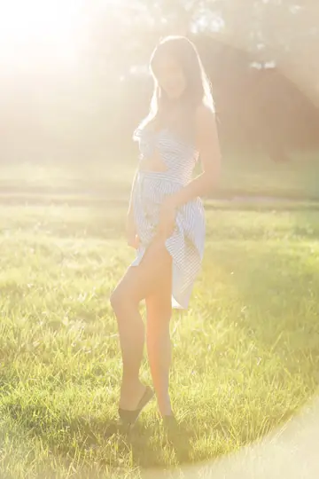 Ukrainian Brunette Strips Out of Her Skirt Outdoors